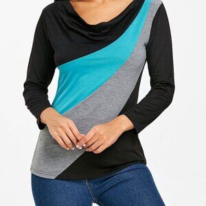Stylish Black and Teal Women's Top